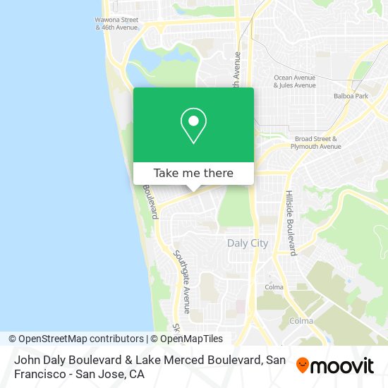 Mapa de John Daly Boulevard & Lake Merced Boulevard