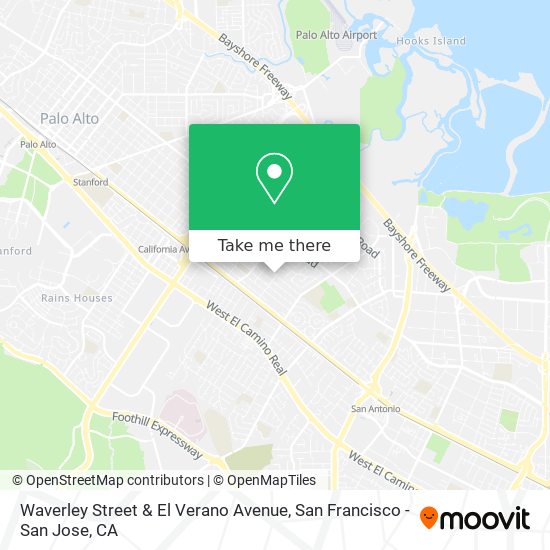 Waverley Street & El Verano Avenue map