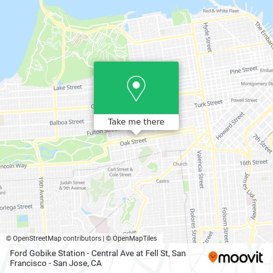 Mapa de Ford Gobike Station - Central Ave at Fell St