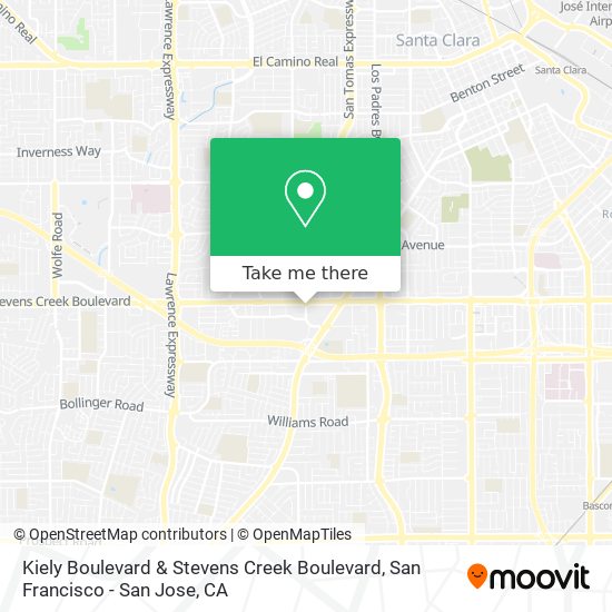 Kiely Boulevard & Stevens Creek Boulevard map