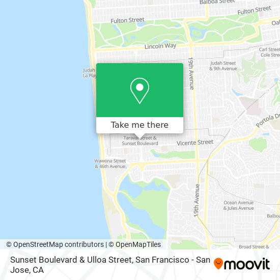 Sunset Boulevard & Ulloa Street map