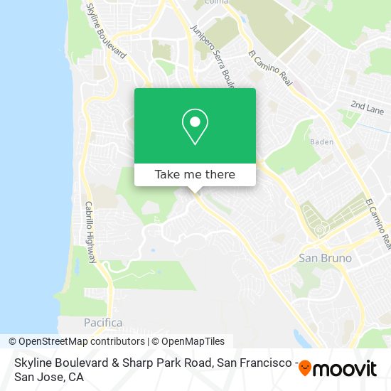 Skyline Boulevard & Sharp Park Road map