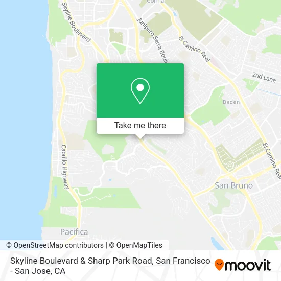 Skyline Boulevard & Sharp Park Road map