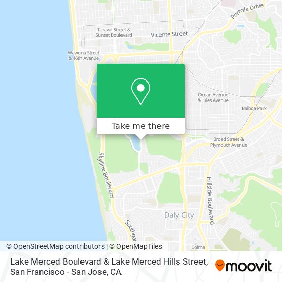 Lake Merced Boulevard & Lake Merced Hills Street map