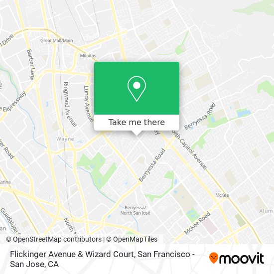 Flickinger Avenue & Wizard Court map