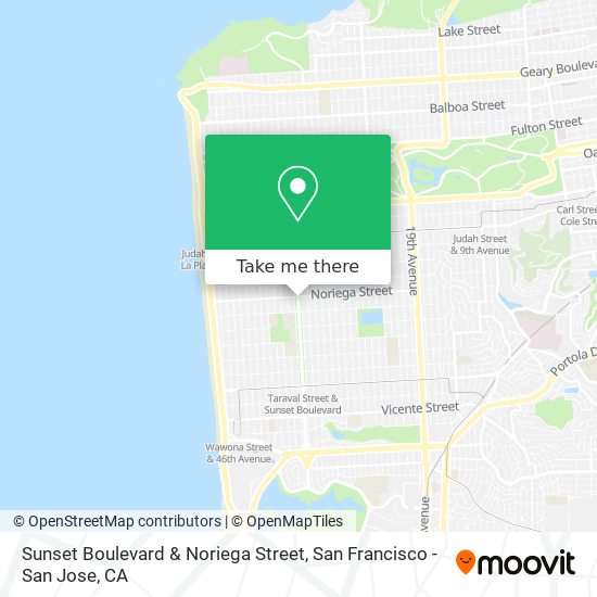 Sunset Boulevard & Noriega Street map