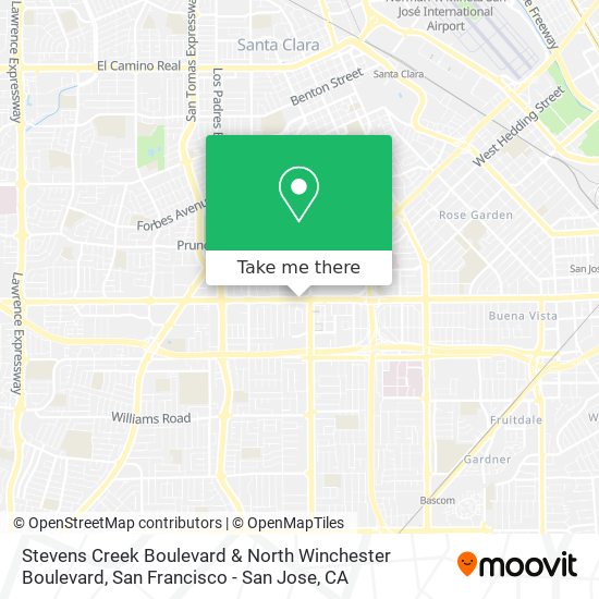 Stevens Creek Boulevard & North Winchester Boulevard map