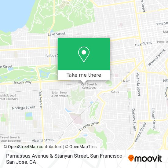 Parnassus Avenue & Stanyan Street map