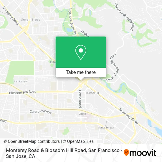 Monterey Road & Blossom Hill Road map