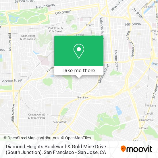 Diamond Heights Boulevard & Gold Mine Drive (South Junction) map