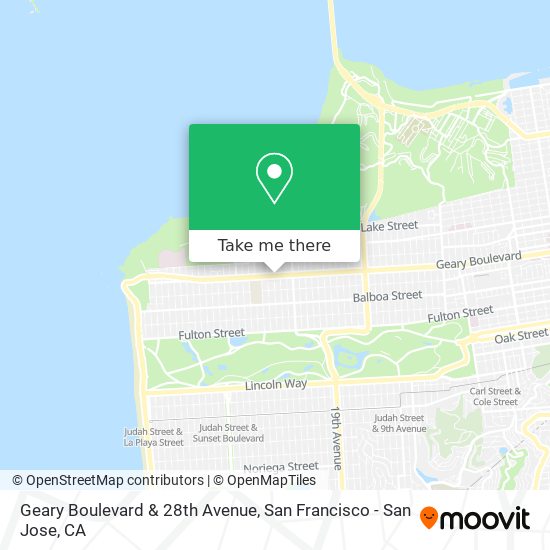 Geary Boulevard & 28th Avenue map