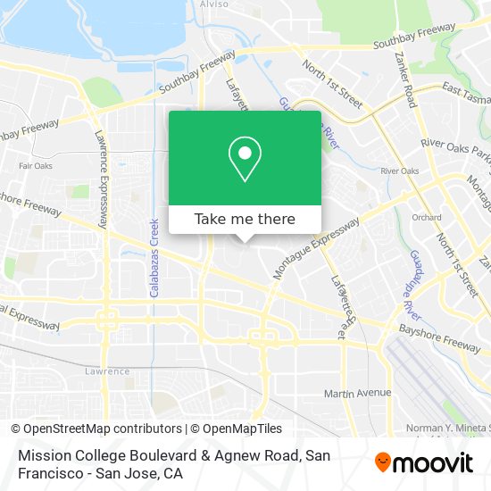 Mission College Boulevard & Agnew Road map