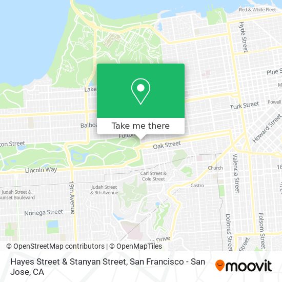 Hayes Street & Stanyan Street map