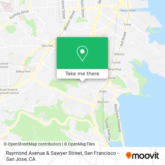 Raymond Avenue & Sawyer Street map