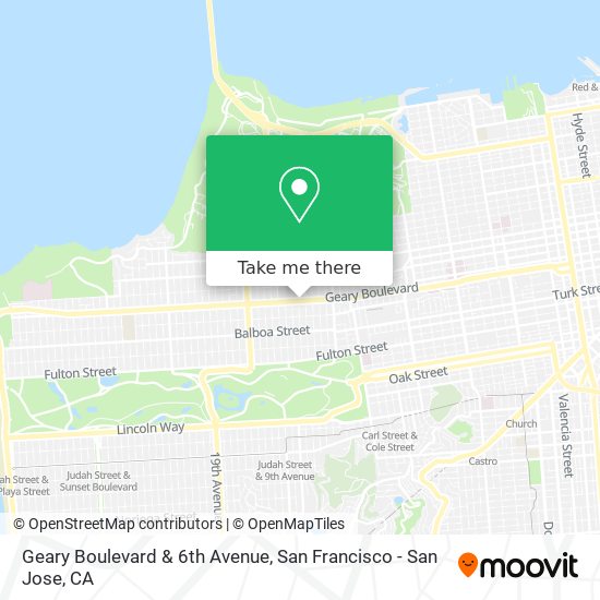 Geary Boulevard & 6th Avenue map