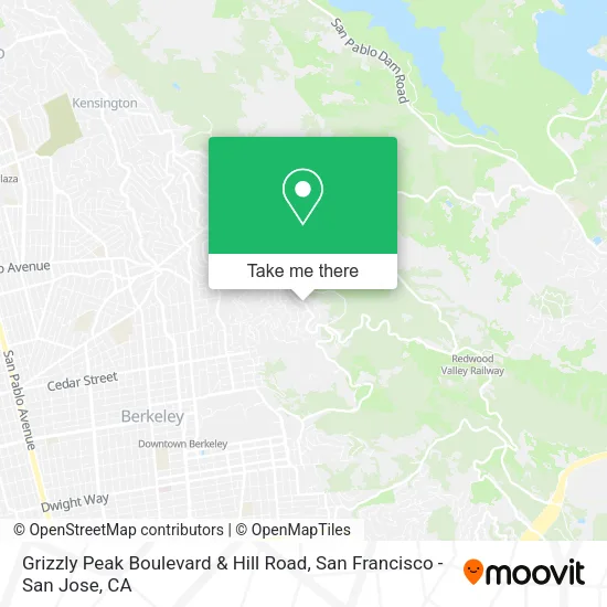 Mapa de Grizzly Peak Boulevard & Hill Road