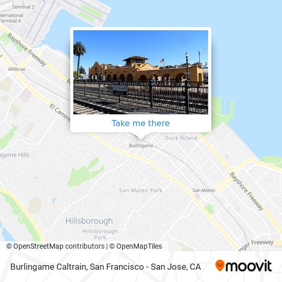 Mapa de Burlingame Caltrain