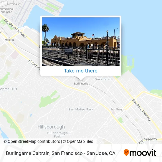 Burlingame Caltrain map