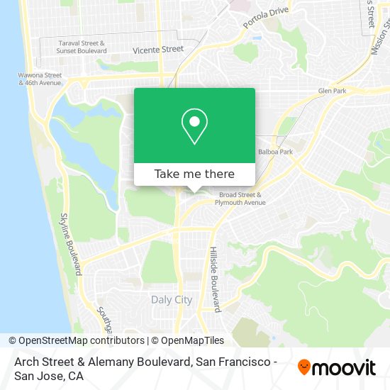 Arch Street & Alemany Boulevard map