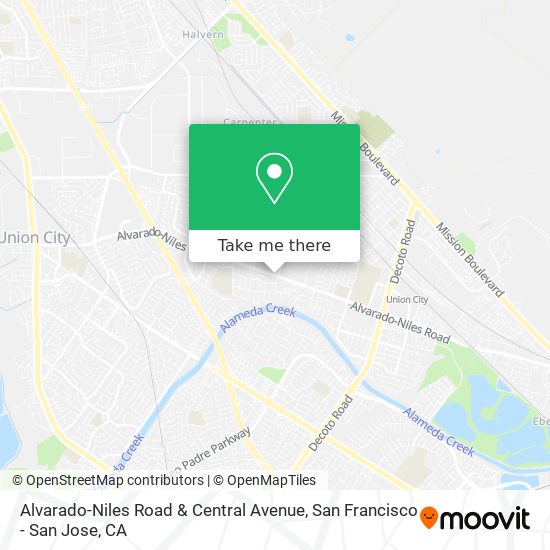 Alvarado-Niles Road & Central Avenue map