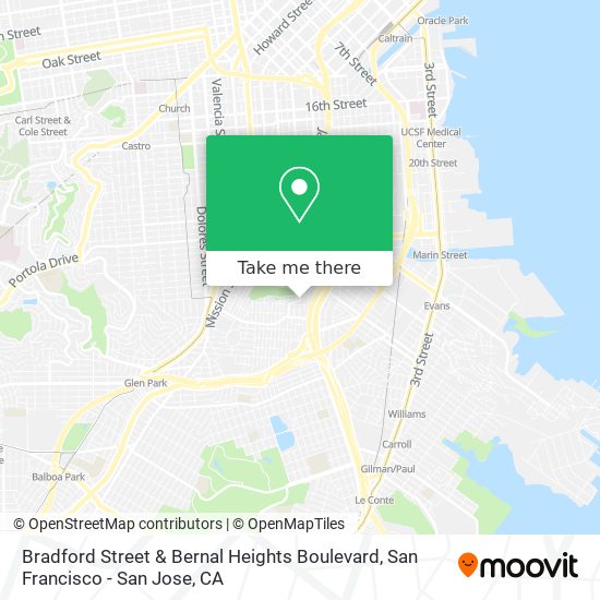 Bradford Street & Bernal Heights Boulevard map