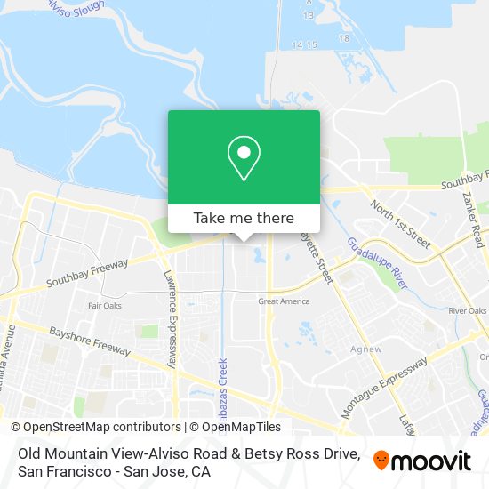 Mapa de Old Mountain View-Alviso Road & Betsy Ross Drive