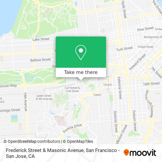 Frederick Street & Masonic Avenue map