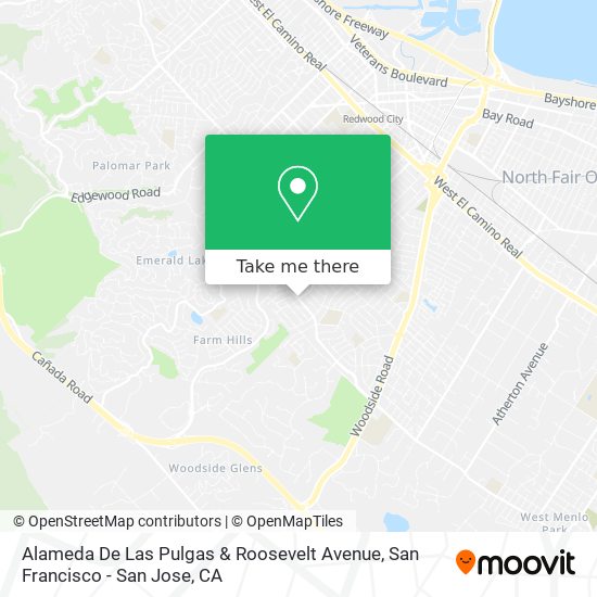 Alameda De Las Pulgas & Roosevelt Avenue map