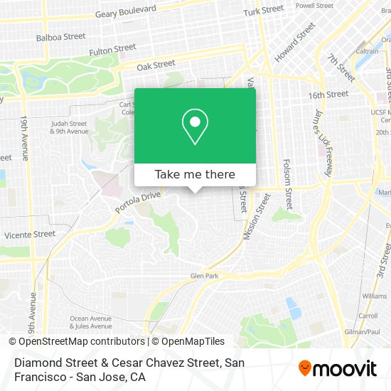 Mapa de Diamond Street & Cesar Chavez Street