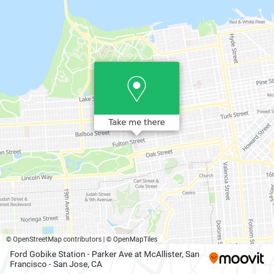 Mapa de Ford Gobike Station - Parker Ave at McAllister