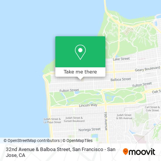 32nd Avenue & Balboa Street map