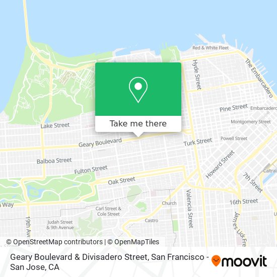 Geary Boulevard & Divisadero Street map