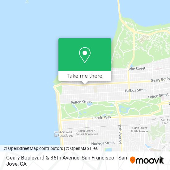 Geary Boulevard & 36th Avenue map