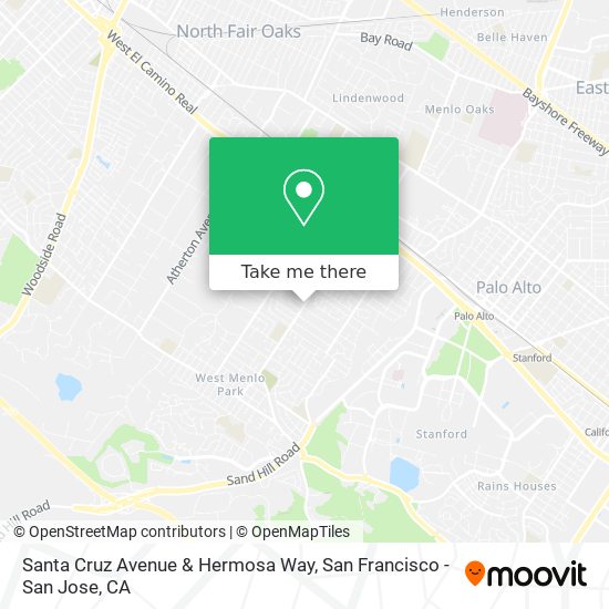 Santa Cruz Avenue & Hermosa Way map