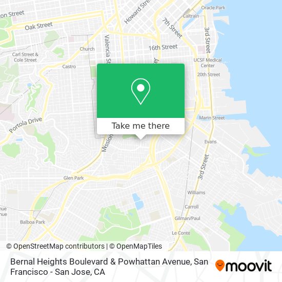 Bernal Heights Boulevard & Powhattan Avenue map