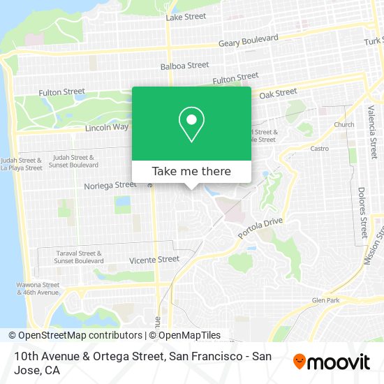 10th Avenue & Ortega Street map