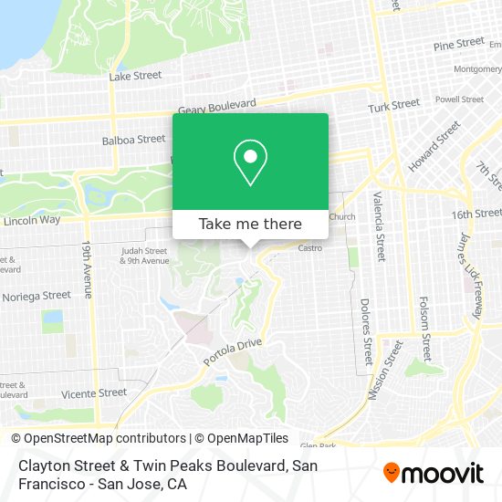 Clayton Street & Twin Peaks Boulevard map
