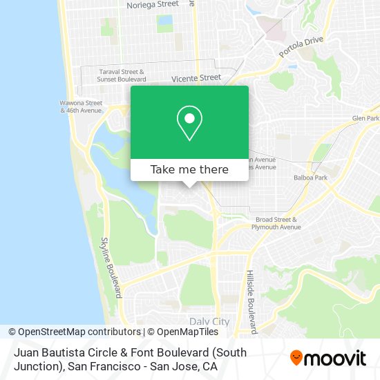 Juan Bautista Circle & Font Boulevard (South Junction) map