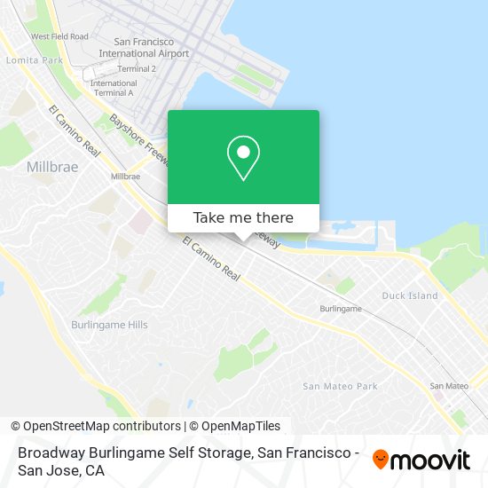 Mapa de Broadway Burlingame Self Storage