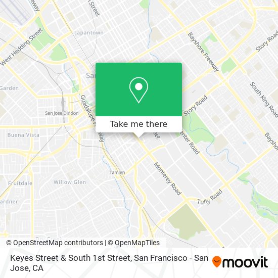 Keyes Street & South 1st Street map