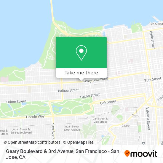 Geary Boulevard & 3rd Avenue map