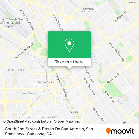 South 2nd Street & Paseo De San Antonio map