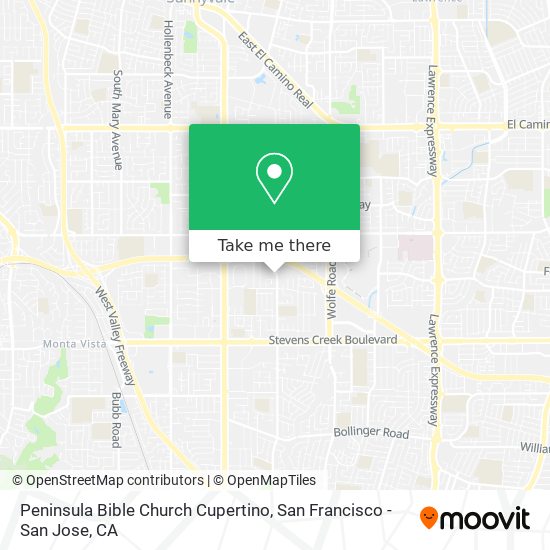 Mapa de Peninsula Bible Church Cupertino