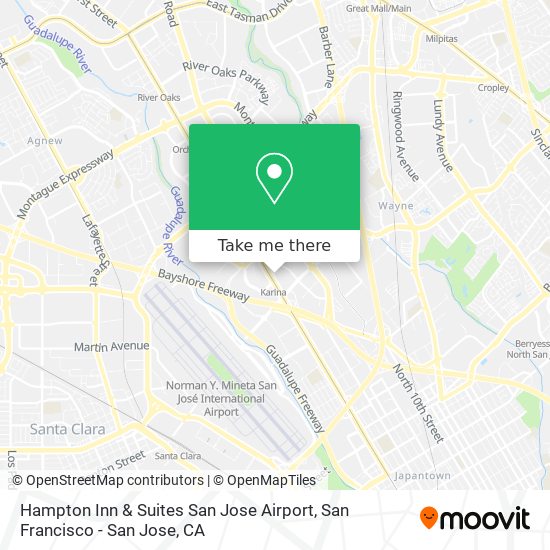 Hampton Inn & Suites San Jose Airport map