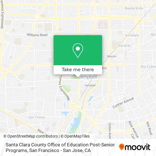 Mapa de Santa Clara County Office of Education Post-Senior Programs