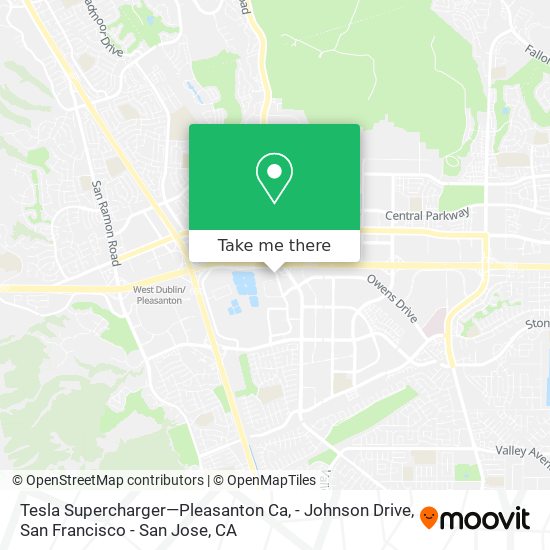 Tesla Supercharger—Pleasanton Ca, - Johnson Drive map