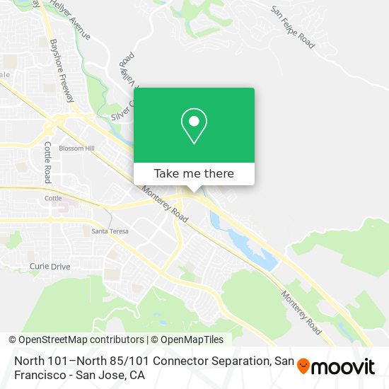 North 101–North 85 / 101 Connector Separation map