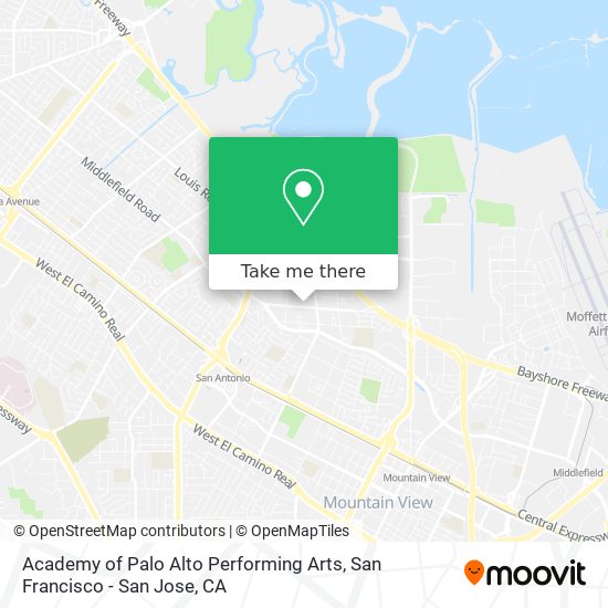 Academy of Palo Alto Performing Arts map