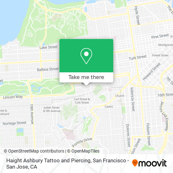 Haight Ashbury Tattoo and Piercing map