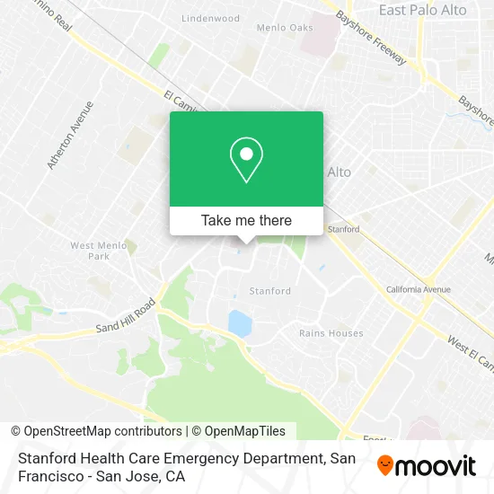 Mapa de Stanford Health Care Emergency Department